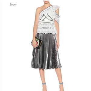 Self-portrait one shoulder eyelet top